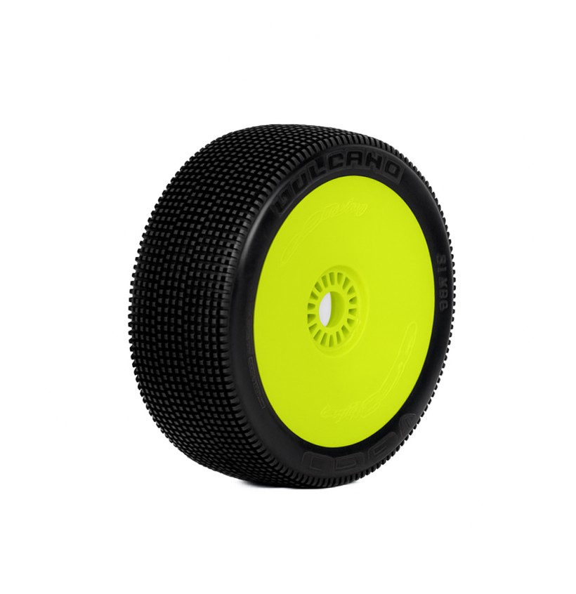 1:8 BUGGY VULCANO ULTRA SOFT PRE-MOUNTED YELLOW (2) "H COMPOUND"