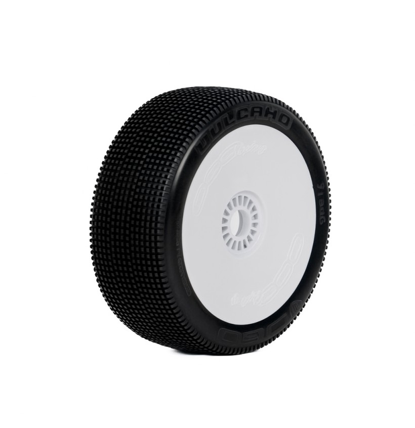 1:8 BUGGY VULCANO ULTRA SOFT PRE-MOUNTED WHITE (2) "H COMPOUND"