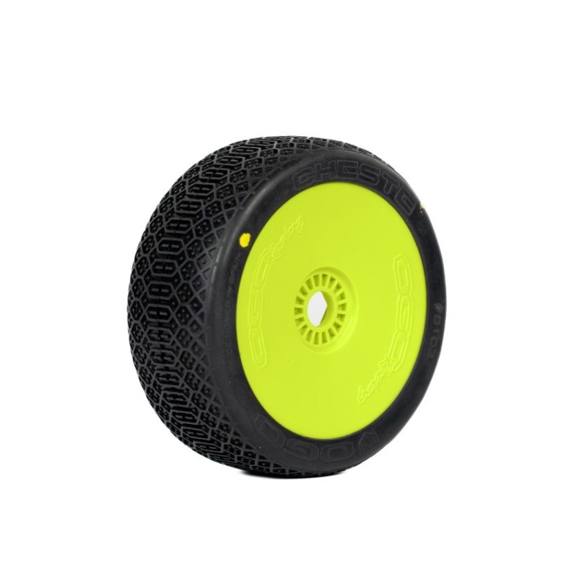 1:8 BUGGY CHESTE CLAY SUPER SOFT PRE-MOUNTED YELLOW (2) "CH COMPOUND"