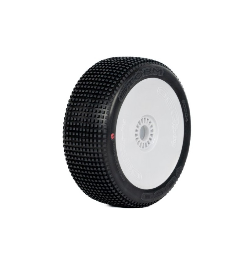 1:8 BUGGY STORM ULTRA SOFT PRE-MOUNTED WHITE (2) "H COMPOUND"